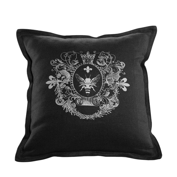 LOGO PILLOW BLACK LINEN