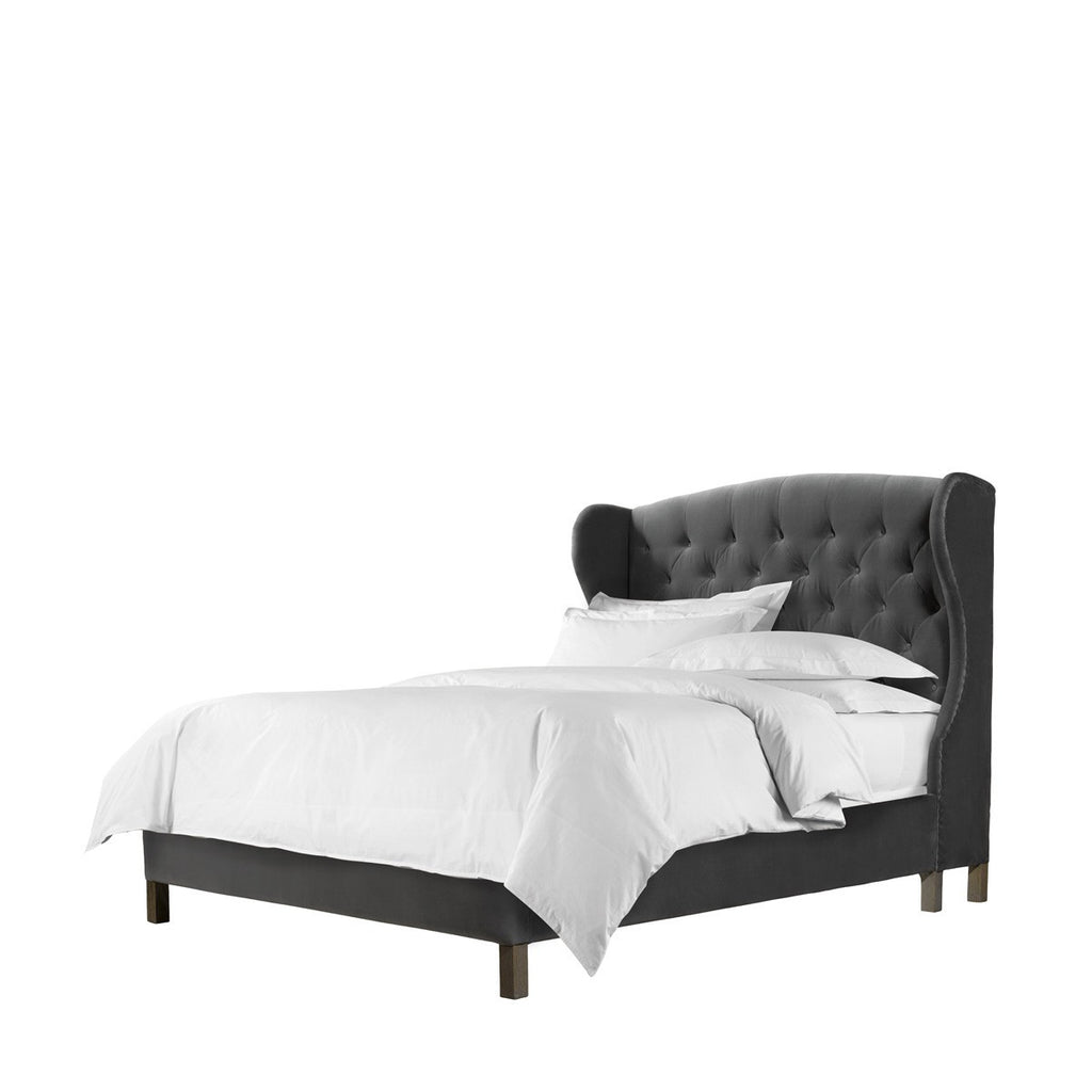 Кровать MEREDIAN QUEEN GREY VELVET BED