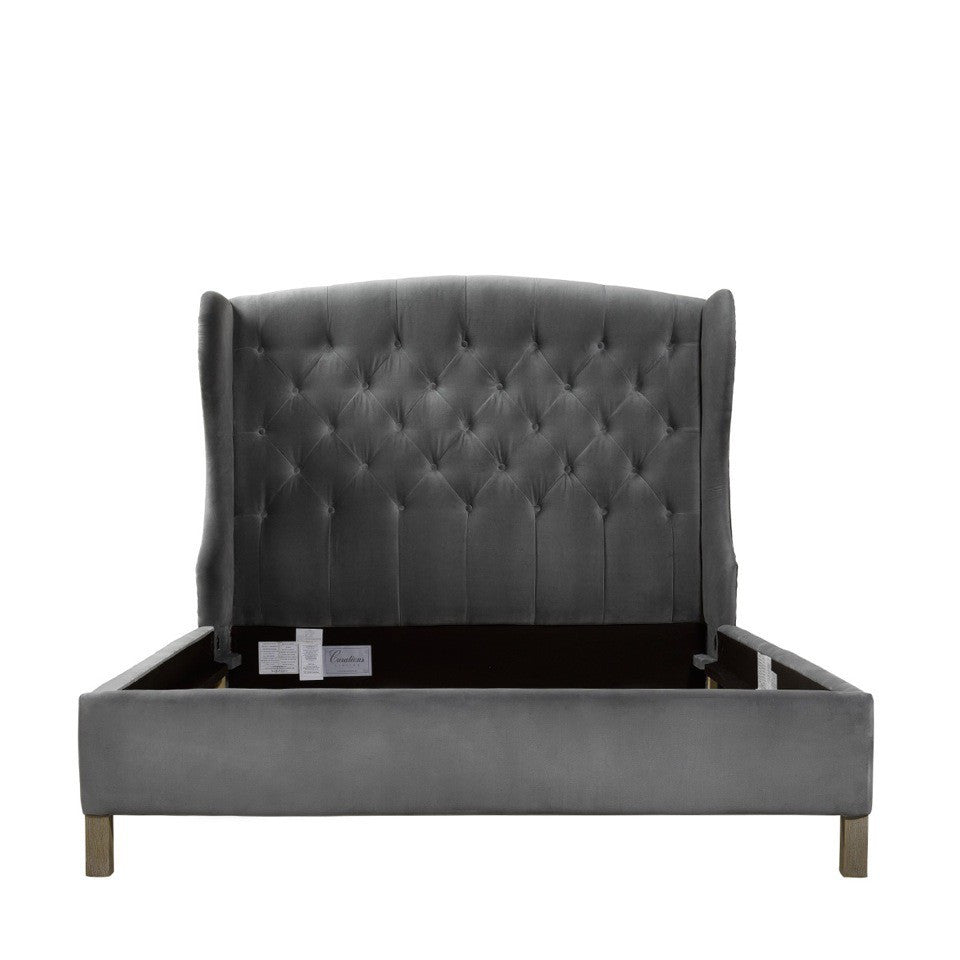 Кровать MEREDIAN QUEEN GREY VELVET BED