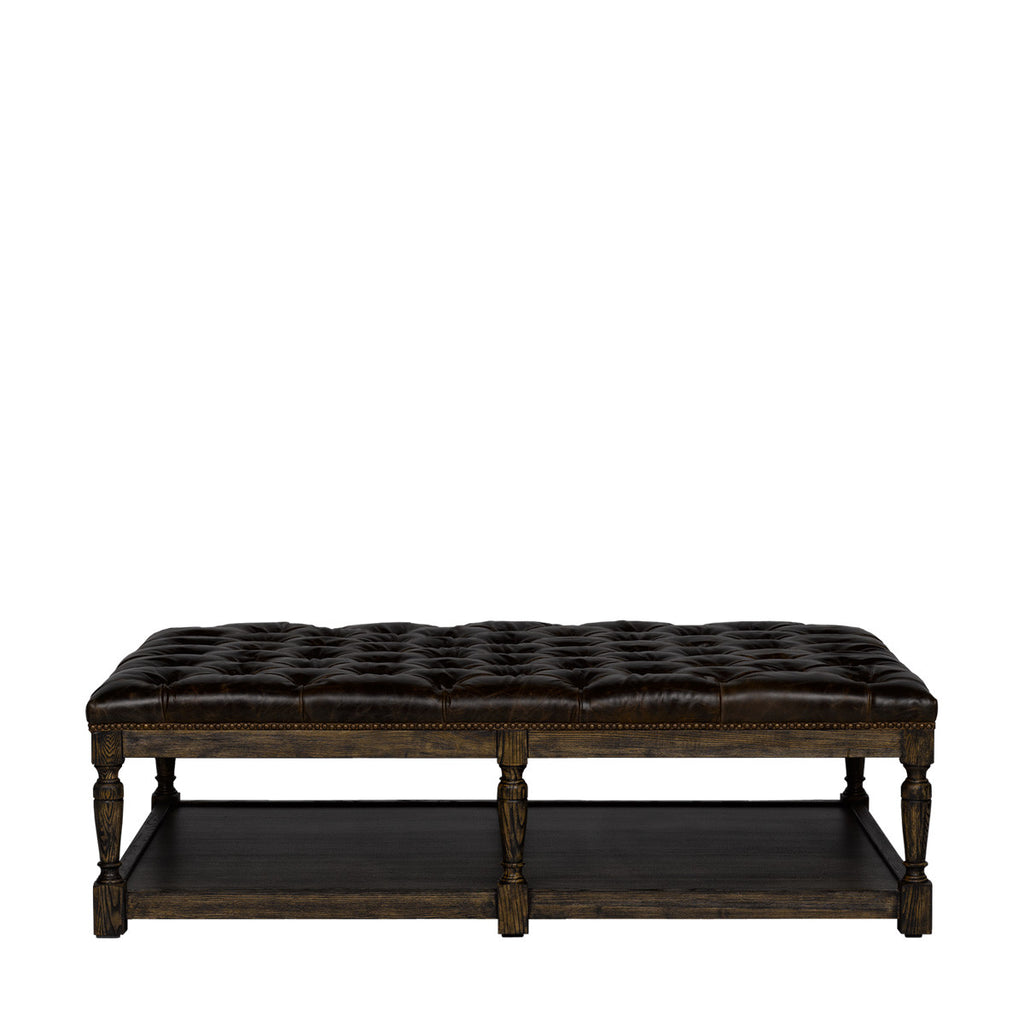 Кожаная оттоманка TUFTED LEATHER COFFEE OTTOMAN
