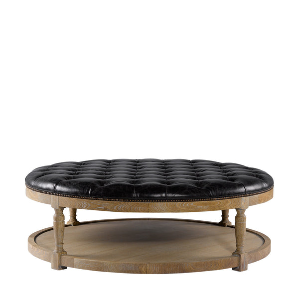 Оттоманка ROUND TUFTED LEATHER COFFEE OTTOMAN