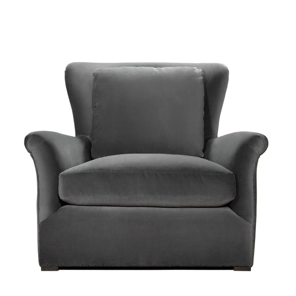 WINSLOW LOUNGE GREY VELVET CHAIR