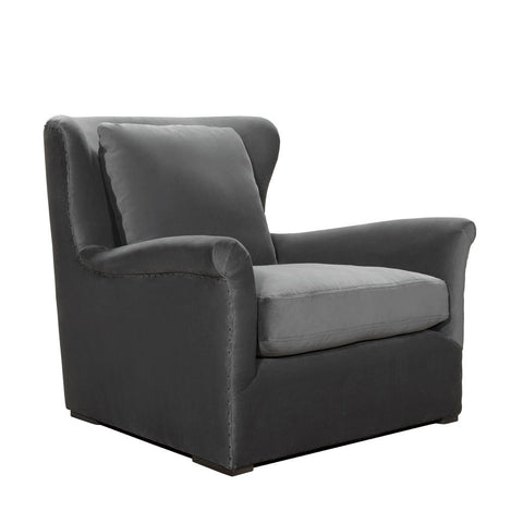 WINSLOW LOUNGE GREY VELVET CHAIR