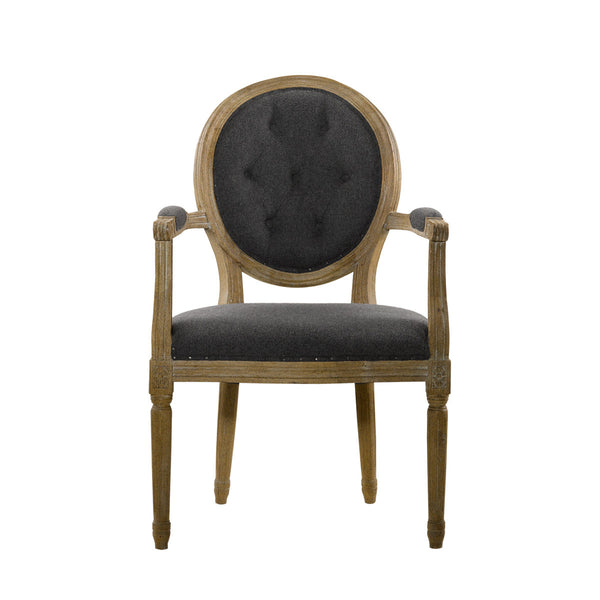 Стул VINTAGE WOOL LOUIS ROUND BUTTON ARM CHAIR