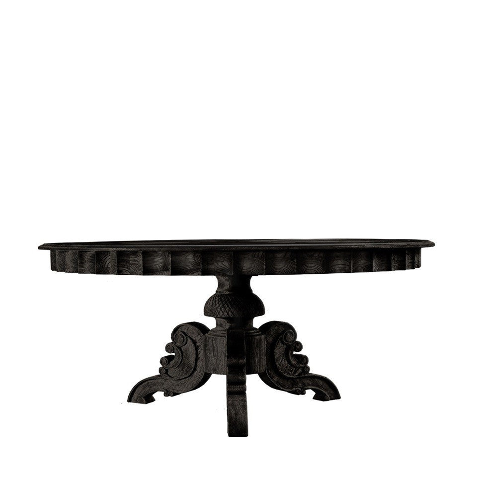Элитный стол 63" FRENCH ROUND ANTIQUE BLACK TABLE