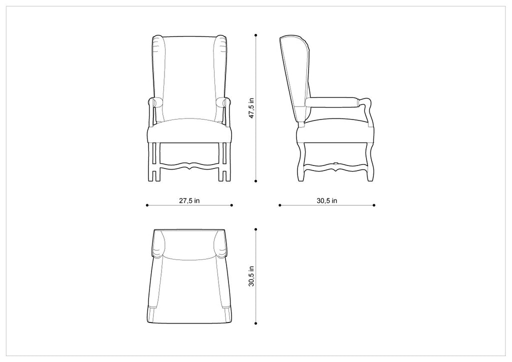 Стул BELGIUM WING WOOL ARM CHAIR
