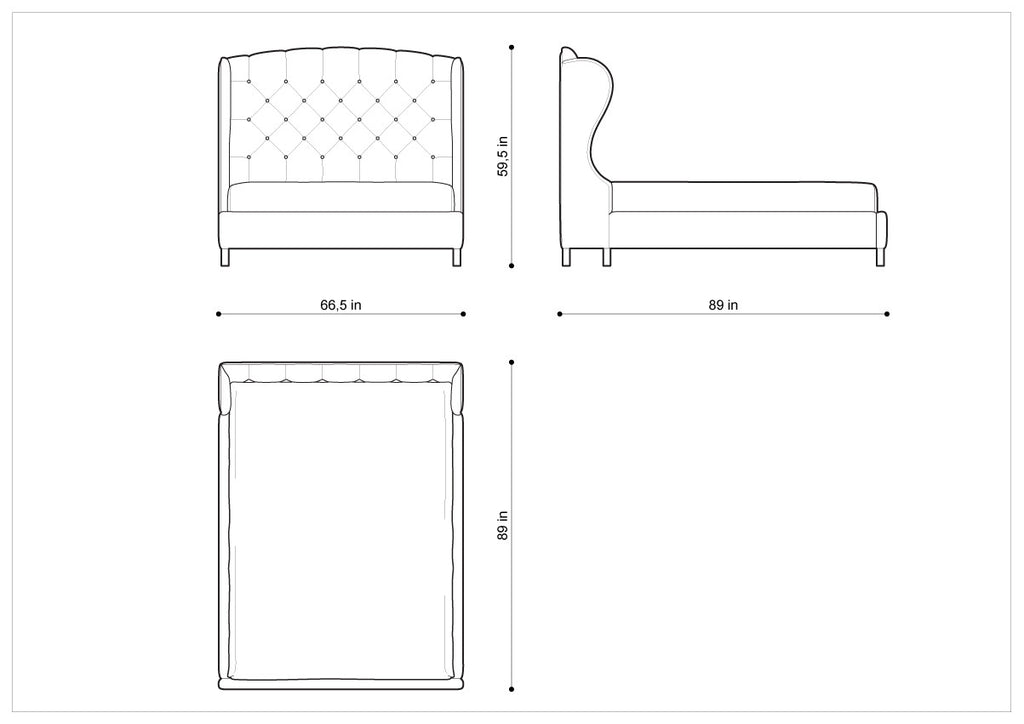 Кровать MEREDIAN WING QUEEN BED WITH FRAME
