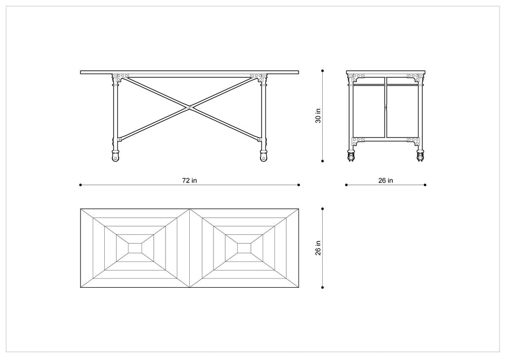 Стол 72" VINTAGE WOOD & METAL TABLE